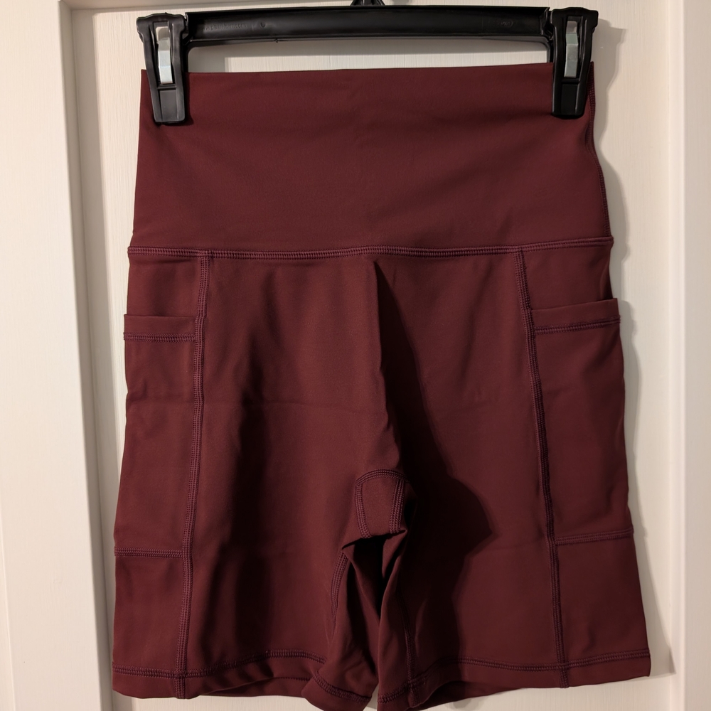 Women's Burgundy High-Waisted Shorts